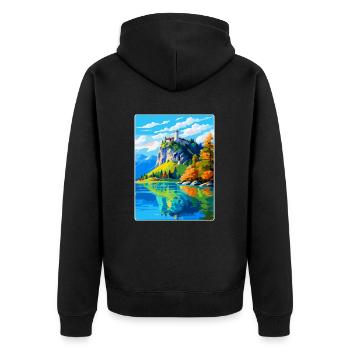 Château de Bled, Slovénie, Affiche de voyage vintage, WPA, Art - Veste à capuche bio Premium Unisexe - noir - Dos - Nico (187cm)