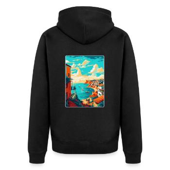 Lagos Portugal Vintage Travel Poster Souvenir WPA - Unisex Premium Organic Zip Hoodie - black - Back - Nico (187cm)