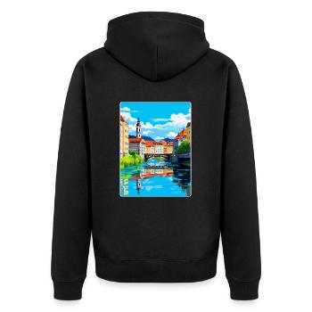 Ljubljana Slovénie Affiche de voyage vintage souvenir - Veste à capuche bio Premium Unisexe - noir - Dos - Nico (187cm)