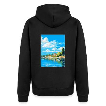 Savonlinna Finlande Affiche de voyage vintage souvenir - Veste à capuche bio Premium Unisexe - noir - Dos - Nico (187cm)
