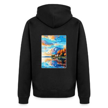 Kuopio Finnland Vintage Reiseplakat Souvenir WPA - Unisex Premium Bio Zip Hoodie - Schwarz - Hinten - Nico (187cm)
