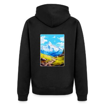 Gran Paradiso Italy Vintage Travel Poster Souvenir - Unisex Premium Organic Zip Hoodie - black - Back - Nico (187cm)