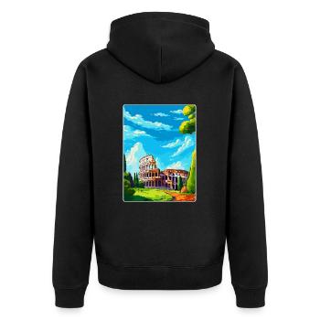 Rom Italien Vintage Reiseplakat Souvenir Souvenir - Unisex Premium Bio Zip Hoodie - Schwarz - Hinten - Nico (187cm)