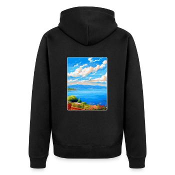 Lac de Bracciano Italie Affiche de voyage vintage WPA Art - Veste à capuche bio Premium Unisexe - noir - Dos - Nico (187cm)