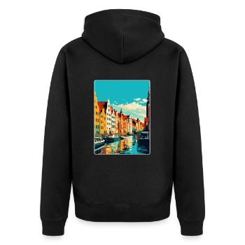 Danzig Polen Vintage Reiseposter WPA Souvenir - Unisex Premium Bio Zip Hoodie - Schwarz - Hinten - Nico (187cm)