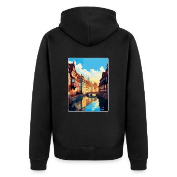Colmar Frankreich Vintage Reiseplakat WPA Souvenir - Unisex Premium Bio Zip Hoodie - Schwarz - Hinten - Nico (187cm)