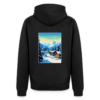Gstaad Suisse Affiche de voyage vintage souvenir - Veste à capuche bio Premium Unisexe - noir - Dos - Nico (187cm)