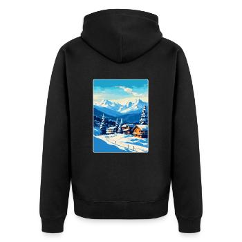 Kitzbuhel Austria Vintage Travel Poster Souvenir - Unisex Premium Organic Zip Hoodie - black - Back - Nico (187cm)