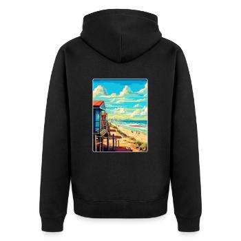 Zandvoort Niederlande Vintage Reiseplakat WPA - Unisex Premium Bio Zip Hoodie - Schwarz - Hinten - Nico (187cm)