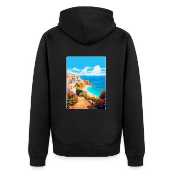 Albufeira Portugal Vintage Travel Poster Souvenir - Unisex Premium Organic Zip Hoodie - black - Back - Nico (187cm)