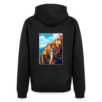 Cuenca Espagne Affiche de voyage vintage WPA Souvenir - Veste à capuche bio Premium Unisexe - noir - Dos - Nico (187cm)