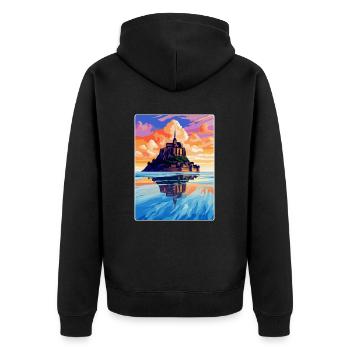 Mont Saint Michel France Vintage Travel Poster WPA - Unisex Premium Organic Zip Hoodie - black - Back - Nico (187cm)