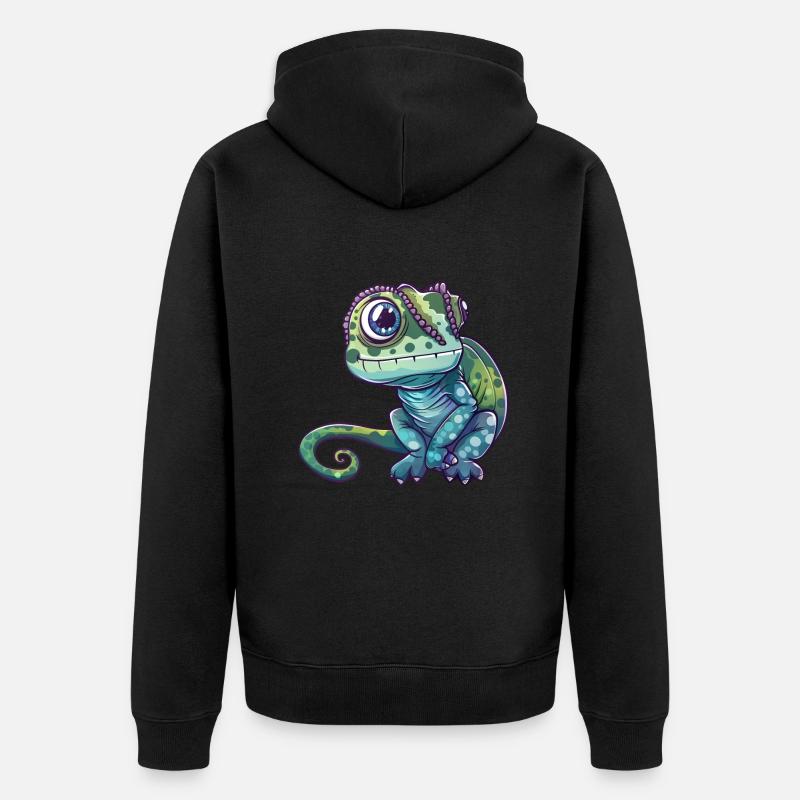 Amis caméléon aux grands yeux - Veste à capuche bio Premium Unisexe - noir