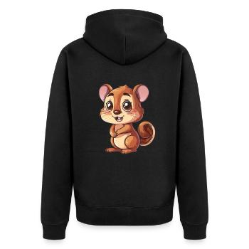 Cute Cartoon Chipmunk for Kids - Unisex Premium Organic Zip Hoodie - black - Back - Nico (187cm)