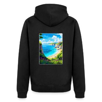 Zakynthos Grèce Affiche de voyage vintage souvenir - Veste à capuche bio Premium Unisexe - noir - Dos - Nico (187cm)