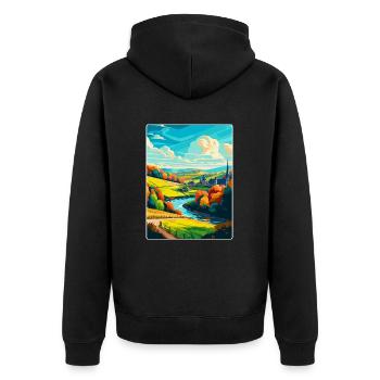 Ardennen Frankreich Vintage Reiseplakat Souvenir WPA - Unisex Premium Bio Zip Hoodie - Schwarz - Hinten - Nico (187cm)