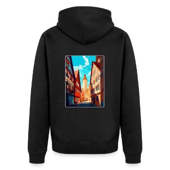 Hildesheim Allemagne Poster de voyage vintage souvenir - Veste à capuche bio Premium Unisexe - noir - Dos - Nico (187cm)
