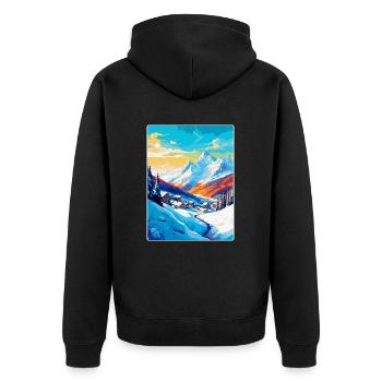 Les Arcs France Vintage Travel Poster Souvenir WPA - Unisex Premium Organic Zip Hoodie - black - Back - Nico (187cm)