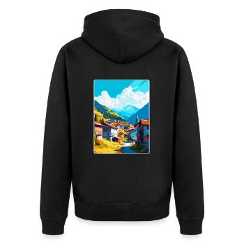 Artvin Türkei Vintage Reiseposter WPA Souvenir - Unisex Premium Bio Zip Hoodie - Schwarz - Hinten - Nico (187cm)