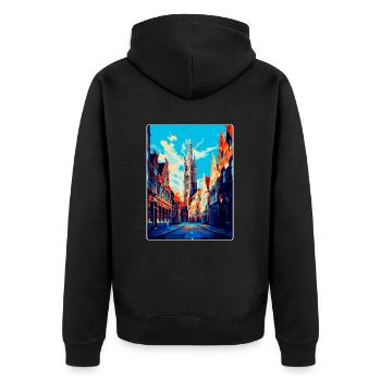 Louvain Belgique Affiche de voyage vintage Souvenir WPA - Veste à capuche bio Premium Unisexe - noir - Dos - Nico (187cm)