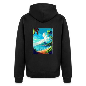 Martinique Caraïbes Vintage Voyage Affiche WPA Art - Veste à capuche bio Premium Unisexe - noir - Dos - Nico (187cm)