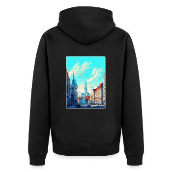 Brussels Belgium Vintage Travel Poster Souvenir - Unisex Premium Organic Zip Hoodie - black - Back - Nico (187cm)