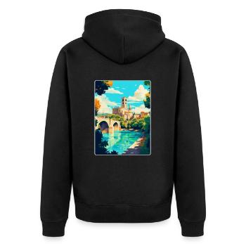 Avignon Frankreich Vintage Reiseplakat Souvenir WPA - Unisex Premium Bio Zip Hoodie - Schwarz - Hinten - Nico (187cm)