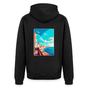 Cadiz Spain Vintage Travel Poster WPA Art Souvenir - Unisex Premium Organic Zip Hoodie - black - Back - Nico (187cm)