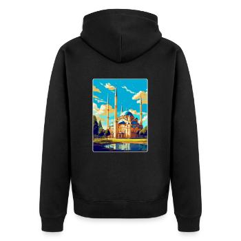 Edirne Türkei Vintage Reiseposter WPA Souvenir - Unisex Premium Bio Zip Hoodie - Schwarz - Hinten - Nico (187cm)