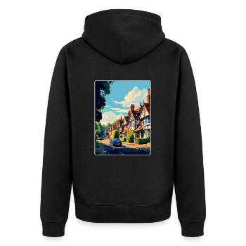 Lindfield Angleterre Royaume-Uni Affiche de voyage vintage WPA Art - Veste à capuche bio Premium Unisexe - noir - Dos - Nico (187cm)