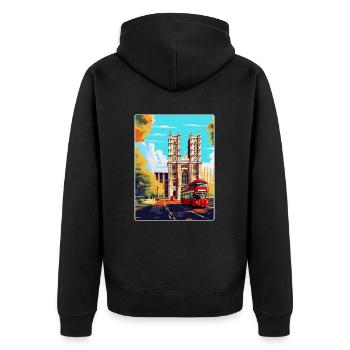 Westminster Abbey London England Großbritannien Reiseplakat - Unisex Premium Bio Zip Hoodie - Schwarz - Hinten - Nico (187cm)