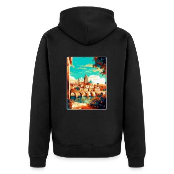 Cordoue Espagne Affiche de voyage vintage WPA Souvenir - Veste à capuche bio Premium Unisexe - noir - Dos - Nico (187cm)