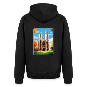 Westminster Abbey London England Großbritannien Reiseplakat - Unisex Premium Bio Zip Hoodie - Schwarz - Hinten - Nico (187cm)