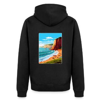 Torquay Cliffs England Uk Vintage Travel Poster - Unisex Premium Organic Zip Hoodie - black - Back - Nico (187cm)
