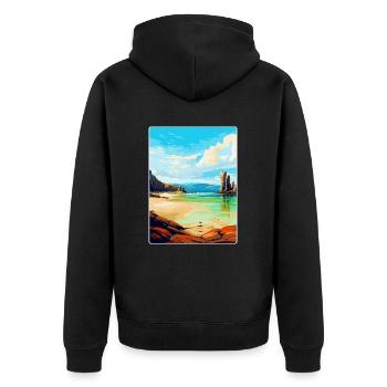 Île de Lewis, Écosse, Royaume-Uni, Affiche de voyage vintage - Veste à capuche bio Premium Unisexe - noir - Dos - Nico (187cm)