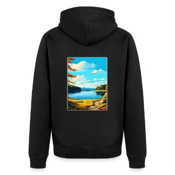 Kielder Water Forest Park England Uk Travel Poster - Unisex Premium Organic Zip Hoodie - black - Back - Nico (187cm)