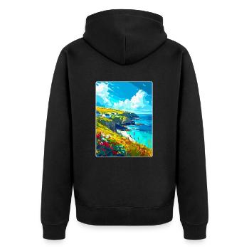 Cornwall England Uk Vintage Travel Poster Souvenir - Unisex Premium Organic Zip Hoodie - black - Back - Nico (187cm)