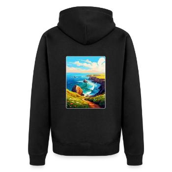 Lands End Cornwall England Uk Travel Poster WPA - Unisex Premium Organic Zip Hoodie - black - Back - Nico (187cm)