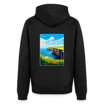 Bempton Cliffs Angleterre Royaume-Uni Affiche de voyage vintage - Veste à capuche bio Premium Unisexe - noir - Dos - Nico (187cm)