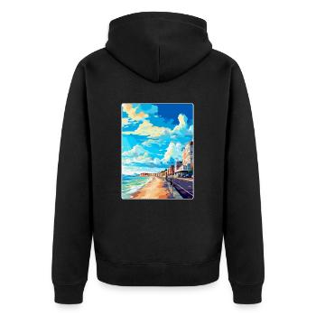 Hove England Uk Vintage Reiseplakat Souvenir WPA - Unisex Premium Bio Zip Hoodie - Schwarz - Hinten - Nico (187cm)