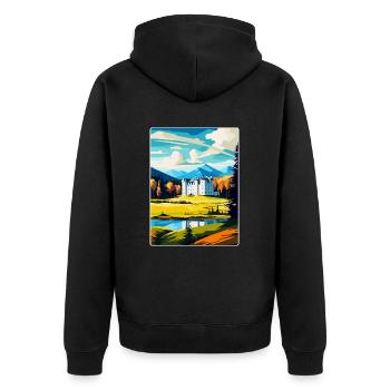 Blair Castle Écosse Royaume-Uni Affiche de voyage vintage WPA - Veste à capuche bio Premium Unisexe - noir - Dos - Nico (187cm)