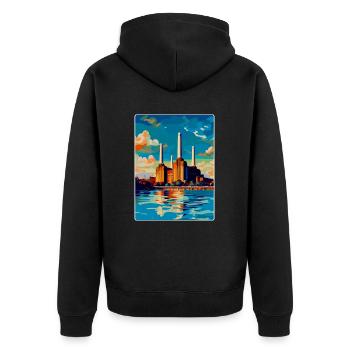 Battersea London England Uk Vintage Travel Poster - Unisex Premium Organic Zip Hoodie - black - Back - Nico (187cm)