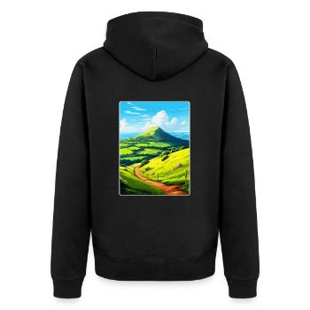 Duncryne Hill Stirling Vintage Reiseposter WPA - Unisex Premium Bio Zip Hoodie - Schwarz - Hinten - Nico (187cm)