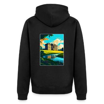 Lyme Park Angleterre Royaume-Uni Affiche de voyage vintage WPA Art - Veste à capuche bio Premium Unisexe - noir - Dos - Nico (187cm)