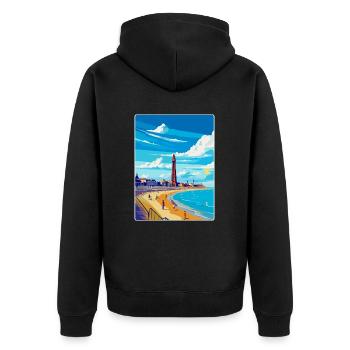 Blackpool Uk Vintage Reiseposter WPA Souvenir - Unisex Premium Bio Zip Hoodie - Schwarz - Hinten - Nico (187cm)