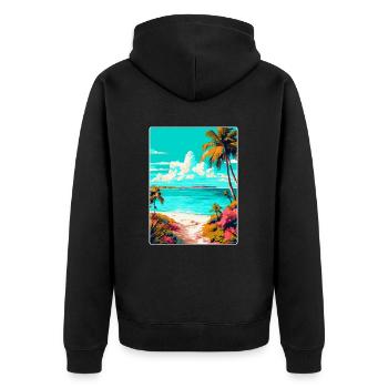 Turks Caicos Islands Caribbean Travel Poster WPA - Unisex Premium Organic Zip Hoodie - black - Back - Nico (187cm)