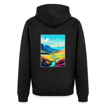 Brecon Beacons Wales Uk Travel Poster Souvenir WPA - Unisex Premium Organic Zip Hoodie - black - Back - Nico (187cm)
