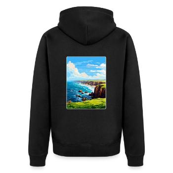 Lands End Cornwall England Uk Travel Poster WPA - Unisex Premium Organic Zip Hoodie - black - Back - Nico (187cm)