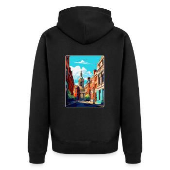 Leeds England Uk Vintage Travel Poster Souvenir - Unisex Premium Organic Zip Hoodie - black - Back - Nico (187cm)