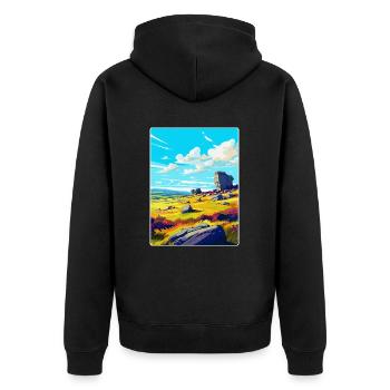 Bodmin Moor Angleterre Royaume-Uni Affiche de voyage Souvenir WPA - Veste à capuche bio Premium Unisexe - noir - Dos - Nico (187cm)